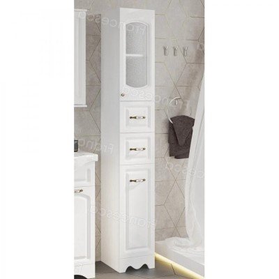 Пенал Francesca Империя 30 с бельевой корзиной белый, правый, с подсветкой-2