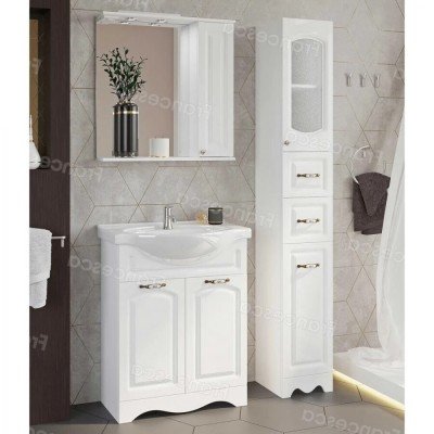 Пенал Francesca Империя 30 с бельевой корзиной белый, правый, с подсветкой-3