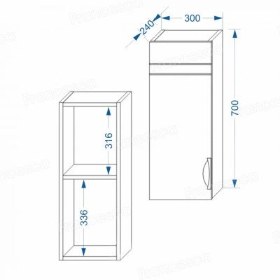 Шкаф навесной Francesca Доминго 30, с подсветкой, левый-4