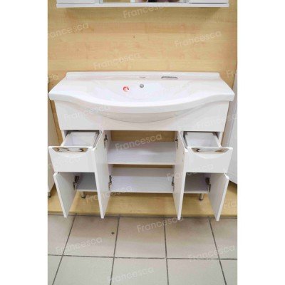 Тумба с раковиной Francesca Avanti Доминго 100 белый, с подсветкой (2ящ+4дв, ум. Эльбрус 100)-1