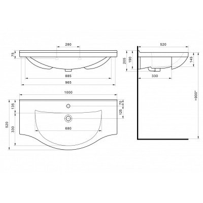 Тумба с раковиной Francesca Avanti Доминго 100 белый, с подсветкой (2ящ+4дв, ум. Эльбрус 100)-4