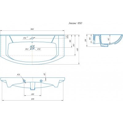 Тумба с раковиной Francesca Avanti Доминго 105 белый, с подсветкой (2ящ+4дв, ум. Элеганс 105)-3