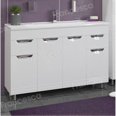 Тумба с раковиной Francesca Avanti Доминго 120 белый, с подсветкой (2ящ+4дв, ум. Milen 120)-2