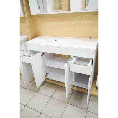 Тумба с раковиной Francesca Avanti Доминго 120 белый, с подсветкой (2ящ+4дв, ум. Milen 120)-4