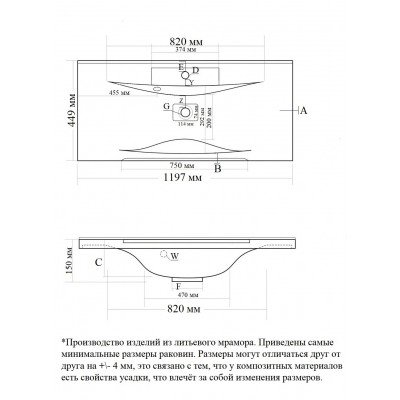 Тумба с раковиной Francesca Avanti Доминго 120 белый, с подсветкой (2ящ+4дв, ум. Milen 120)-5