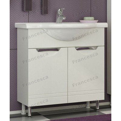 Тумба с раковиной Francesca Avanti Доминго 75 белый, с подсветкой (2 дв., ум. Элеганс 75)-1