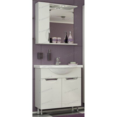 Тумба с раковиной Francesca Avanti Доминго 75 белый, с подсветкой (2 дв., ум. Элеганс 75)-2