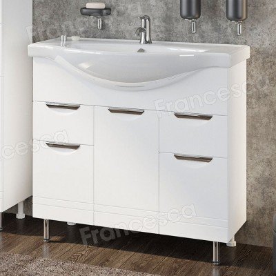 Тумба с раковиной Francesca Avanti Доминго 90 белый, с подсветкой (2ящ+3дв. ум. Classic 90)-1