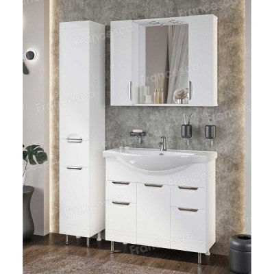 Тумба с раковиной Francesca Avanti Доминго 90 белый, с подсветкой (2ящ+3дв. ум. Classic 90)-2