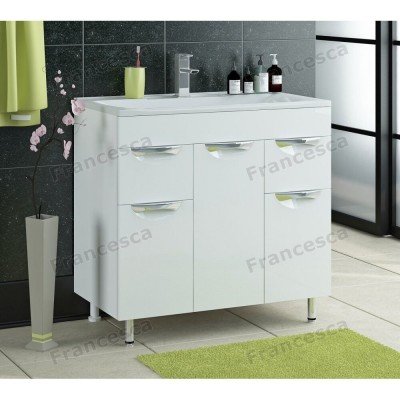 Тумба с раковиной Francesca Avanti Доминго М 90 белый, с подсветкой (3 дв. + 2 ящ., ум. Комфорт 90)-2