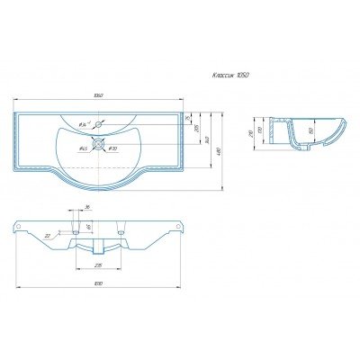 Тумба с раковиной Francesca Avanti Империя 105 белый с подсветкой (2ящ+4дв, ум. Классик 105)-5