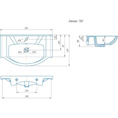Тумба с раковиной Francesca Avanti Империя 75 белый с подсветкой (3дв+2ящ, ум. Элеганс 75)-5