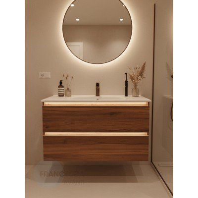 Тумба с раковиной Francesca Avanti Panda 100,DR-03-100, подвесная, дуб, с подсветкой