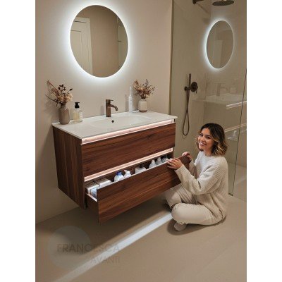 Тумба с раковиной Francesca Avanti Panda 100,DR-03-100, подвесная, дуб, с подсветкой-1