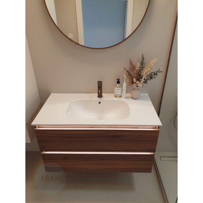 Тумба с раковиной Francesca Avanti Panda 100,DR-03-100, подвесная, дуб, с подсветкой-2