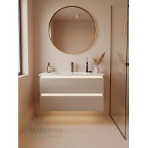 Тумба с раковиной Francesca Avanti Panda 100, DR-07-100, с подсветкой, подвесная, бежевая, с фрезеровкой