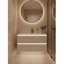 Тумба с раковиной Francesca Avanti Panda 100, DR-08-100, с подсветкой, подвесная, бежевая, с фрезеровкой