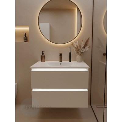 Тумба с раковиной Francesca Avanti Panda 80, DR-03B-80, подвесная, с подсветкой, бежевая