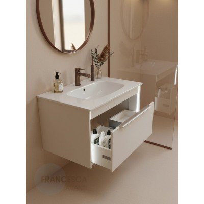 Тумба с раковиной Francesca Avanti Panda 80, DR-05-80, подвесная, бежевая, с подсветкой-3