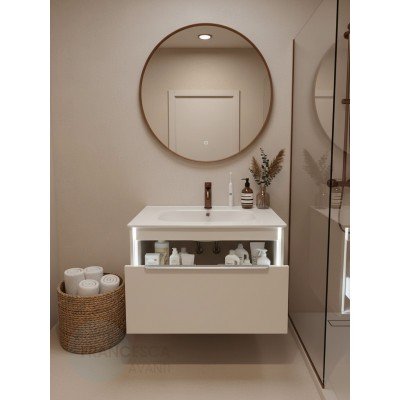 Тумба с раковиной Francesca Avanti Panda 80, DR-05-80, подвесная, бежевая, с подсветкой-4