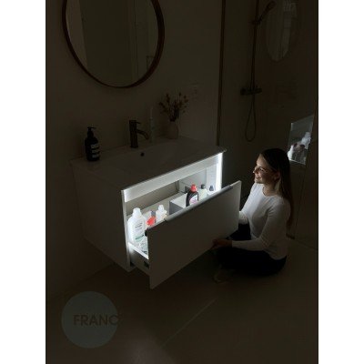 Тумба с раковиной Francesca Avanti Panda 80, DR-05-80, подвесная, бежевая, с подсветкой-5