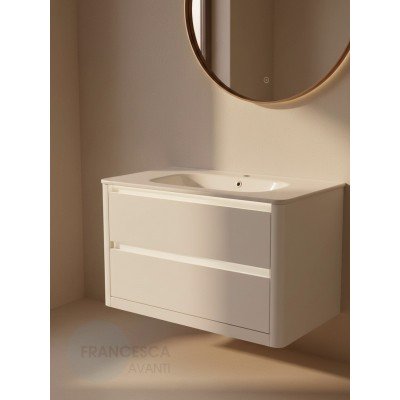 Тумба с раковиной Francesca Avanti Panda 90, DR-06-90, подвесная, бежевая, с подсветкой-1