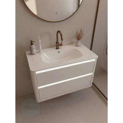 Тумба с раковиной Francesca Avanti Panda 90, DR-06-90, подвесная, бежевая, с подсветкой-11