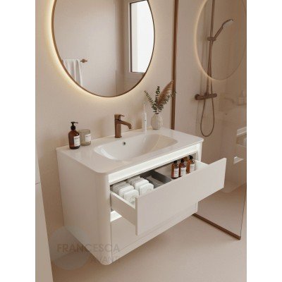 Тумба с раковиной Francesca Avanti Panda 90, DR-06-90, подвесная, бежевая, с подсветкой-2