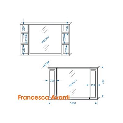 Шкаф-зеркало Francesca Avanti Империя 105 белый, 2 шкафа-4