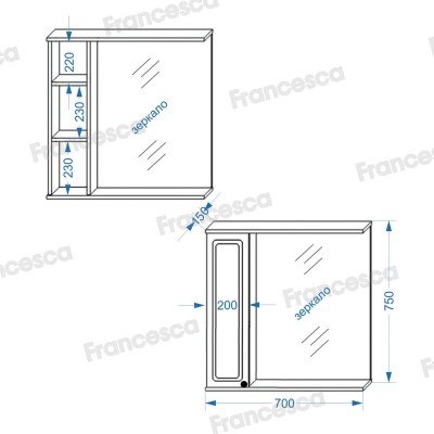 Шкаф-зеркало Francesca Avanti Империя 70 белый, правый-4