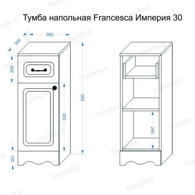 Тумба напольная Francesca Avanti Империя 30 венге, петли справа-1