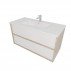 Тумба с раковиной Акватек Либра 100, дуб давос, белый матовый, 2 ящика-small