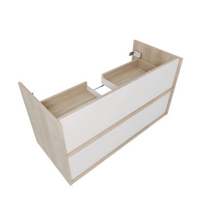 Тумба с раковиной Акватек Либра 100, дуб давос, белый матовый, 2 ящика-2