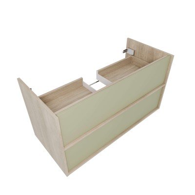 Тумба с раковиной Акватек Либра 100, дуб давос, шалфей зеленый, 2 ящика-2