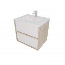 Тумба с раковиной Акватек Либра 60, с ящиками, дуб давос, белый матовый