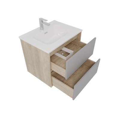 Тумба с раковиной Акватек Либра 60, с ящиками, дуб давос, серый туман-1