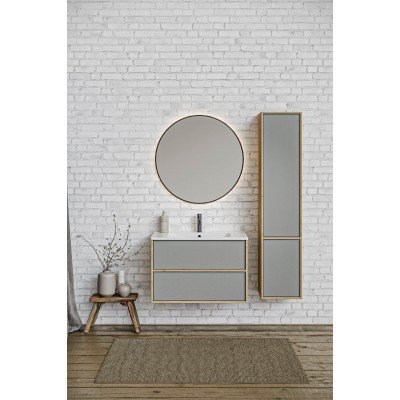 Тумба с раковиной Акватек Либра 60, с ящиками, дуб давос, серый туман-4