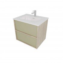 Тумба с раковиной Акватек Либра 60, с ящиками, дуб давос, шалфей зеленый