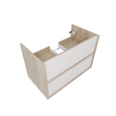Тумба с раковиной Акватек Либра 80, 2 ящика, дуб давос, белый матовый-2