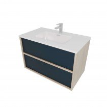 Тумба с раковиной Акватек Либра 80, 2 ящика, дуб давос, серый матовый