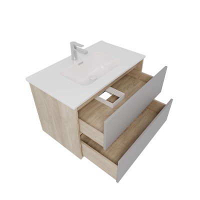 Тумба с раковиной Акватек Либра 80, 2 ящика, дуб давос, серый туман-1