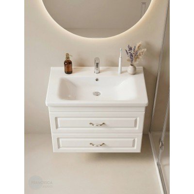 Тумба с раковиной Francesca Avanti Империя 80 подвесная, белая (ум. Миранда 80)-1