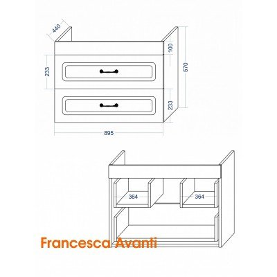 Тумба с раковиной Francesca Avanti Империя 90 подвесная, белая (ум. Комфорт 90)-6