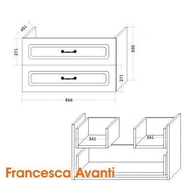 Тумба с раковиной Francesca Avanti Империя 90 подвесная (витринный образец)-8