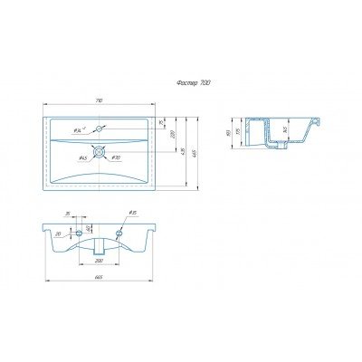 Тумба с раковиной Francesca Avanti Latina 70 подвесная, серая (ум. Фостер 70)-5