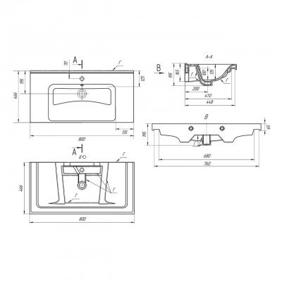 Тумба с раковиной Francesca Avanti Latina 80 напольная (ум. Гармония 80)-3