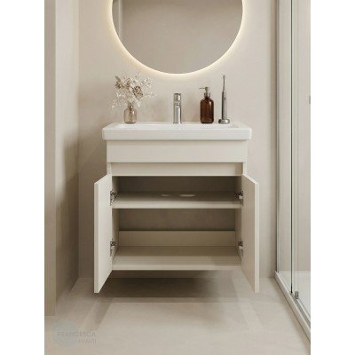 Тумба с раковиной Francesca Avanti Стокгольм 60 подвесная, с подсветкой (2 дв.,ум. Фостер 60)-1