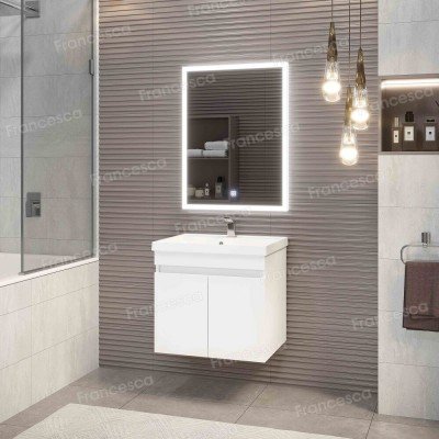 Тумба с раковиной Francesca Avanti Стокгольм 60 подвесная, с подсветкой (2 дв.,ум. Фостер 60)-6