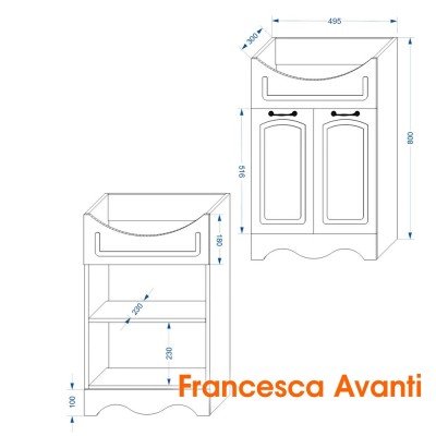 Комплект мебели для ванной комнаты Francesca Avanti Империя 55 с ящиком, венге-5
