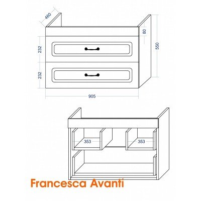 Тумба с раковиной Francesca Avanti Империя 90 подвесная, белая (ум. Амадея 90)-7